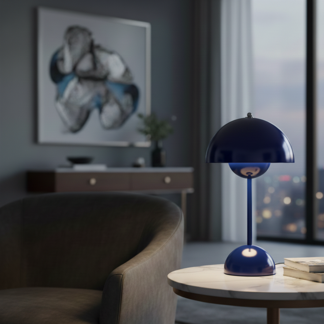 Cordless LED Table Lamp Portable Scandinavian Mushroom Design 28.5cm