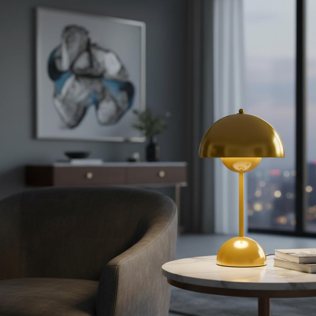 Cordless LED Table Lamp Portable Scandinavian Mushroom Design 28.5cm