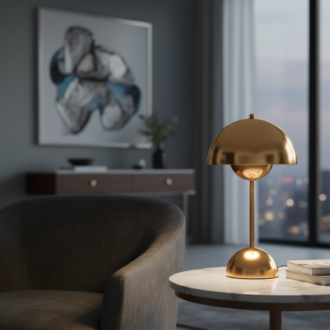 Cordless LED Table Lamp Portable Scandinavian Mushroom Design 28.5cm