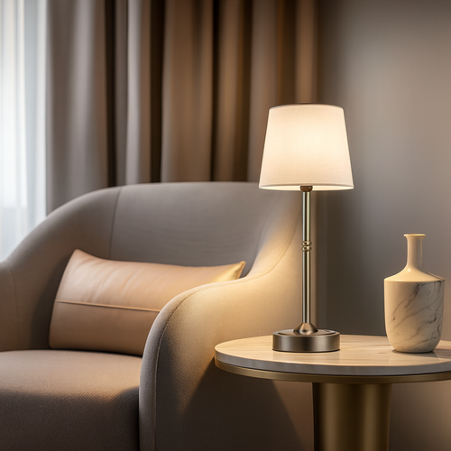 Cordless Table Lamp LED Portable Rechargeable with Fabric Shade