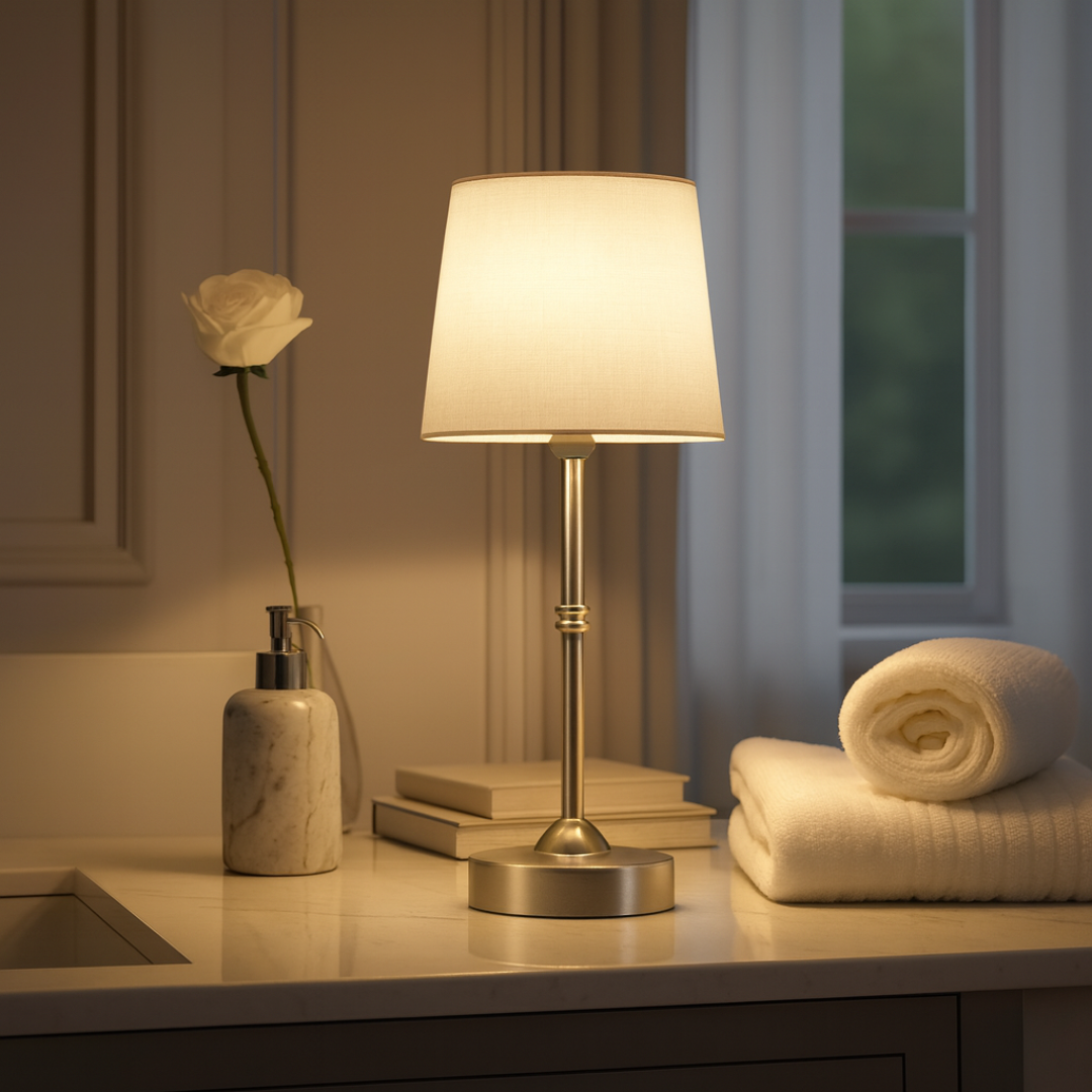 Cordless Table Lamp LED Portable Rechargeable with Fabric Shade
