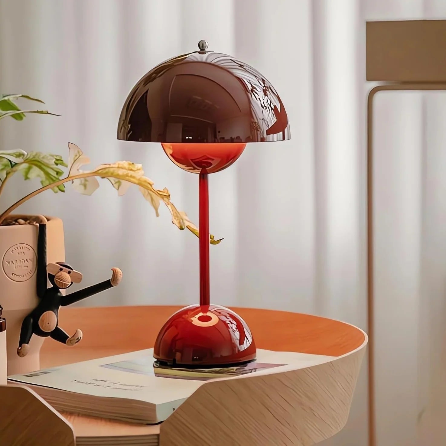 Cordless Battery Operated Table Lamp – Modern Dimmable Mushroom Design 0