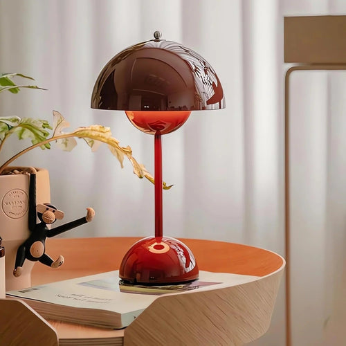 Cordless Battery Operated Table Lamp | Modern Dimmable Mushroom Design