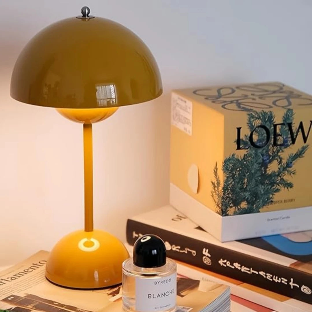 Cordless Battery Operated Table Lamp – Modern Dimmable Mushroom Design 1