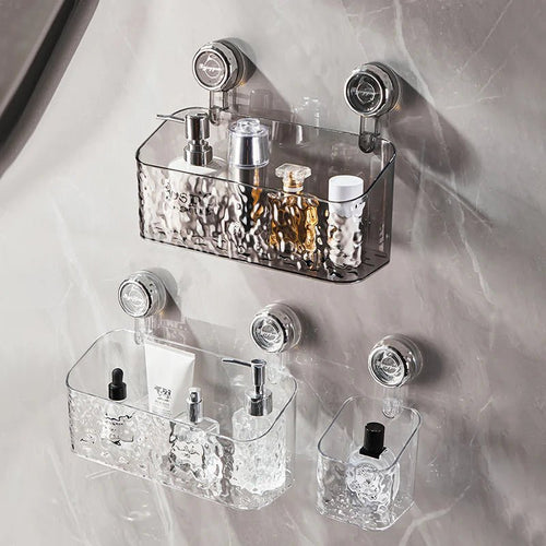 Corner Shower Shelf Organizer | Strong Vacuum Suction Cups Smoked Grey Plastic