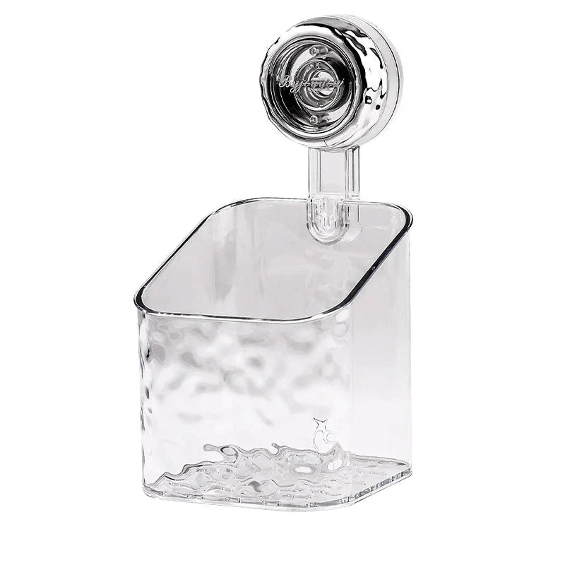 Transparent square shower caddy with wavy texture and Byjoyyou logo