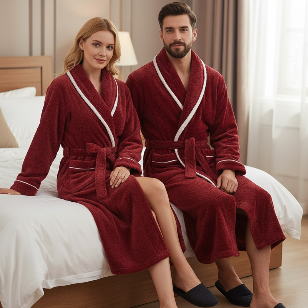 Couples Matching Bathrobes Long Ankle Length Plush Robe