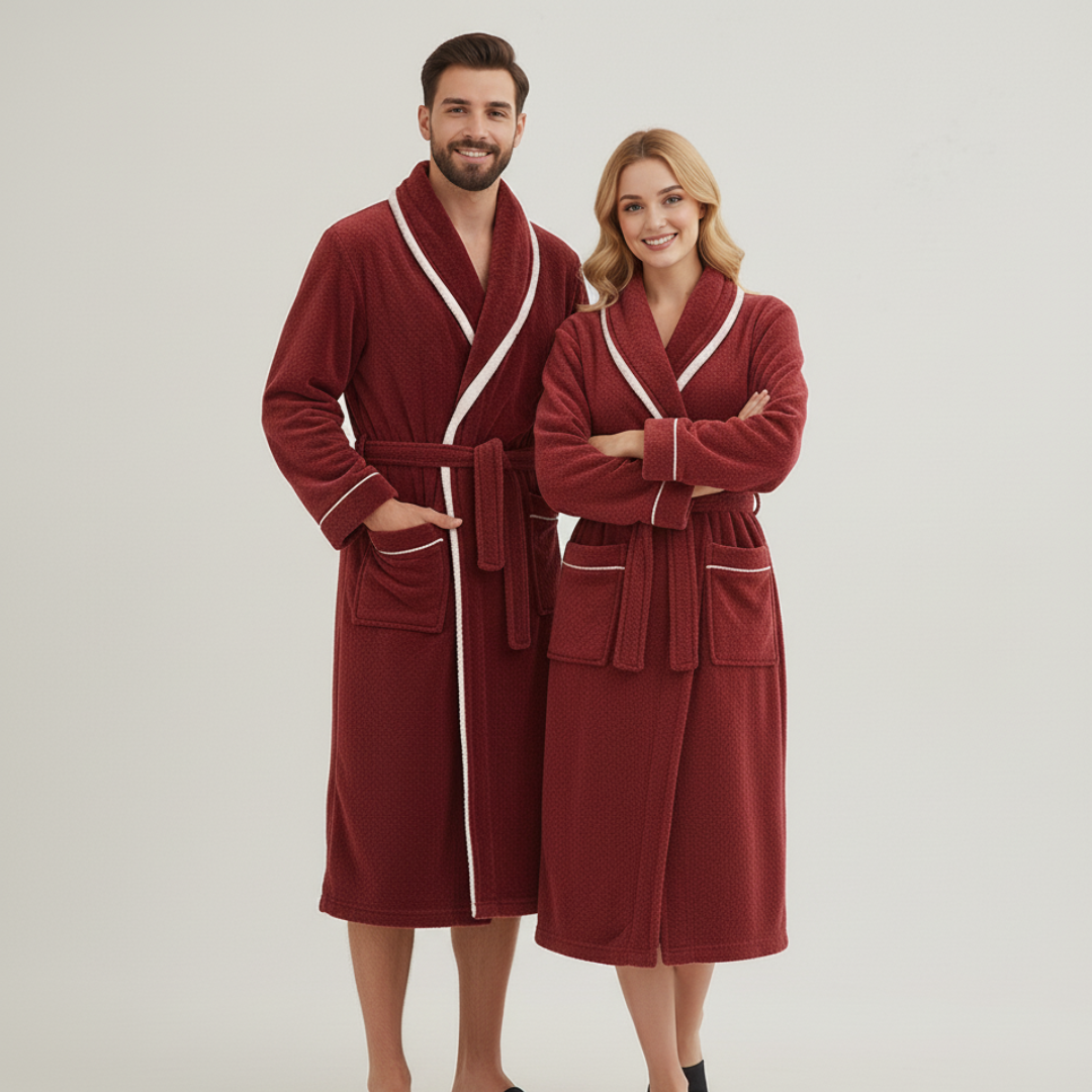 Couples Matching Bathrobes Long Ankle Length Plush Robe