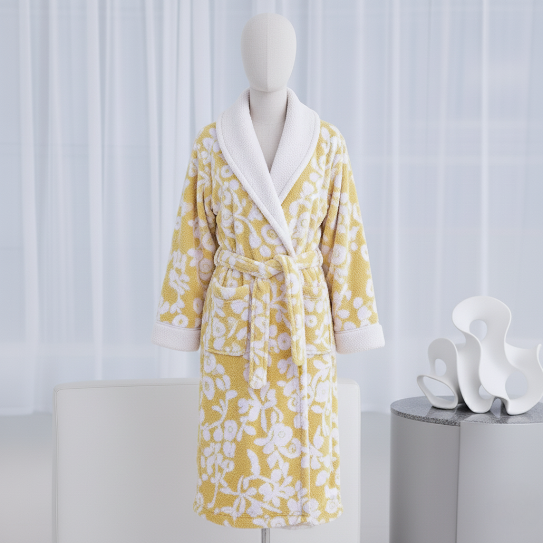 Couples Matching Jacquard Bathrobes Luxury Spa Robe