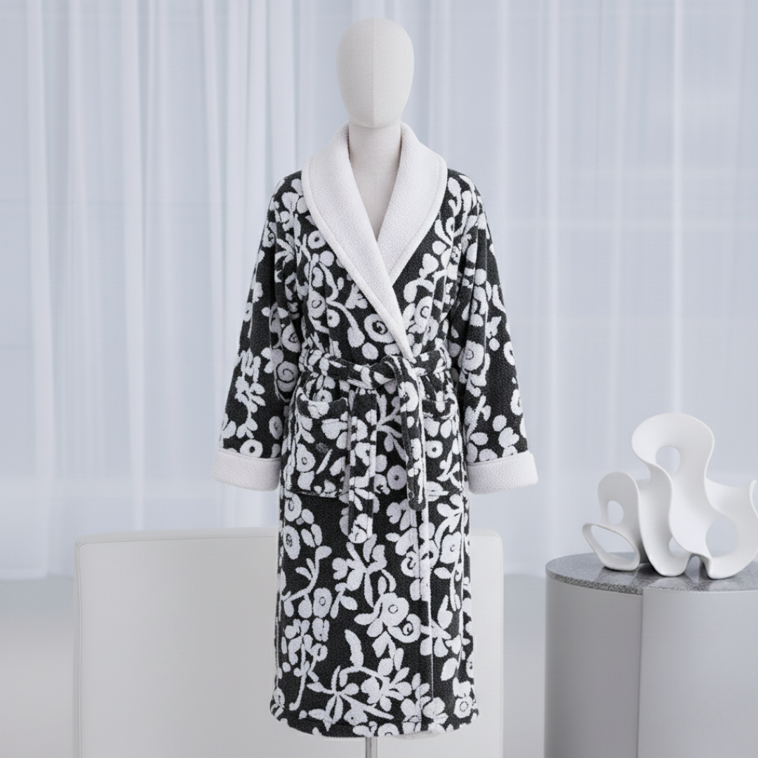 Couples Matching Jacquard Bathrobes Luxury Spa Robe