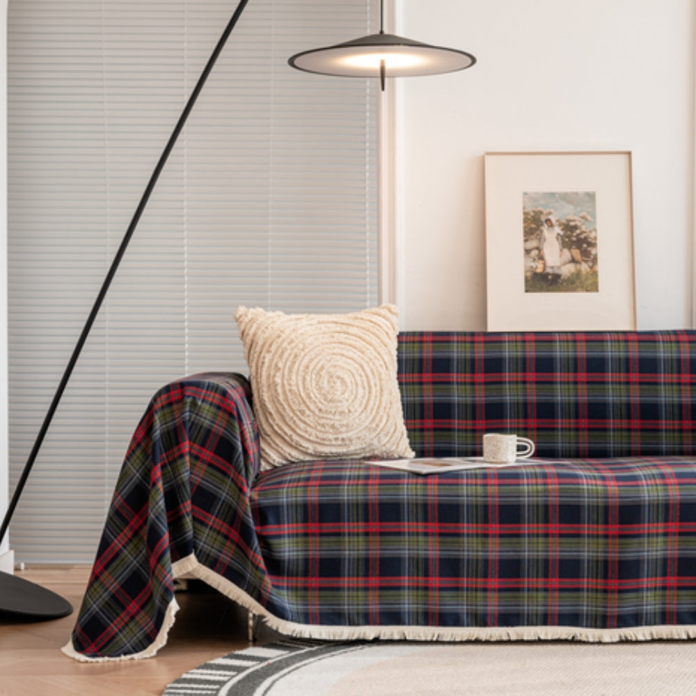 Cozy Plaid Sofa Cover – Soft Microfiber Blend for Stylish Protection 8