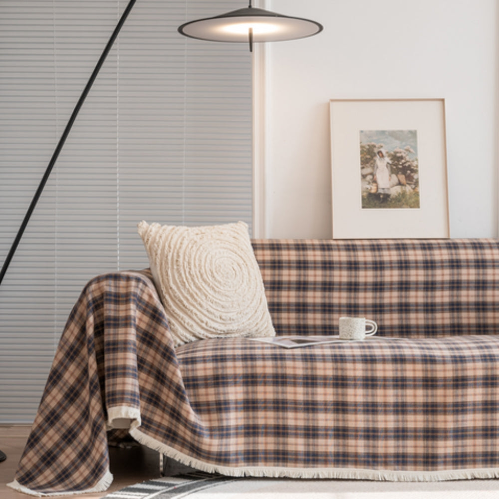 Cozy Plaid Sofa Cover – Soft Microfiber Blend for Stylish Protection 9