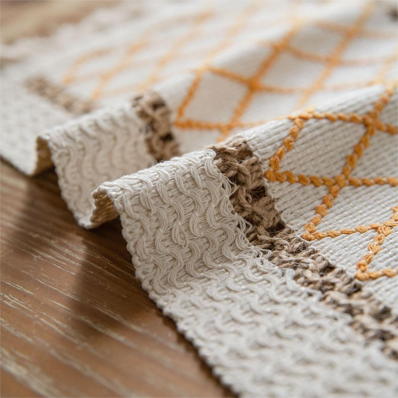 Eco-Friendly Geometric Placemats – Rustic Cotton and Flax Blend with Durable Design 4