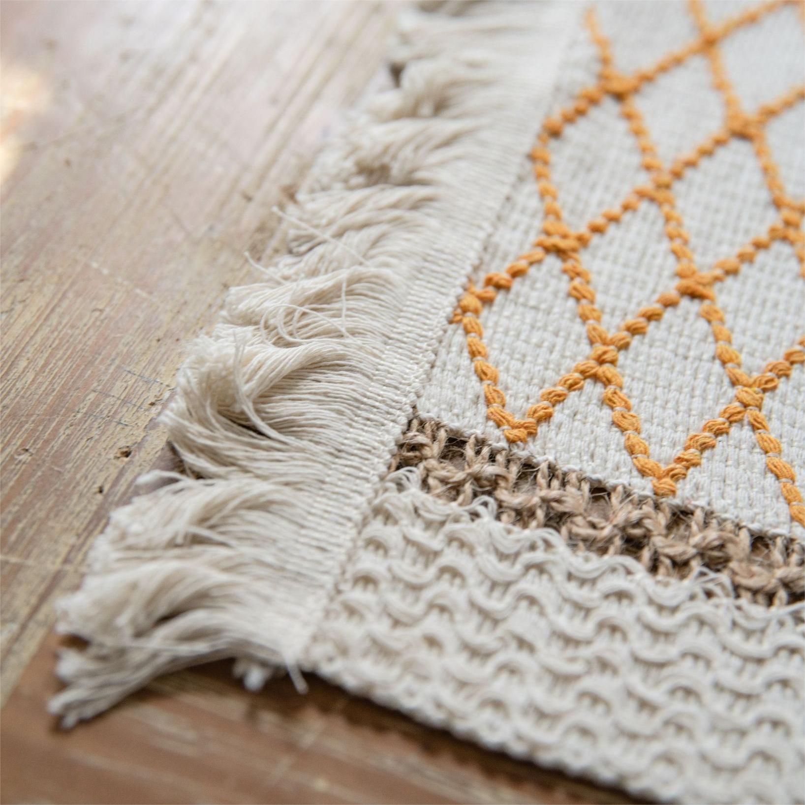 Eco-Friendly Geometric Placemats – Rustic Cotton and Flax Blend with Durable Design 5