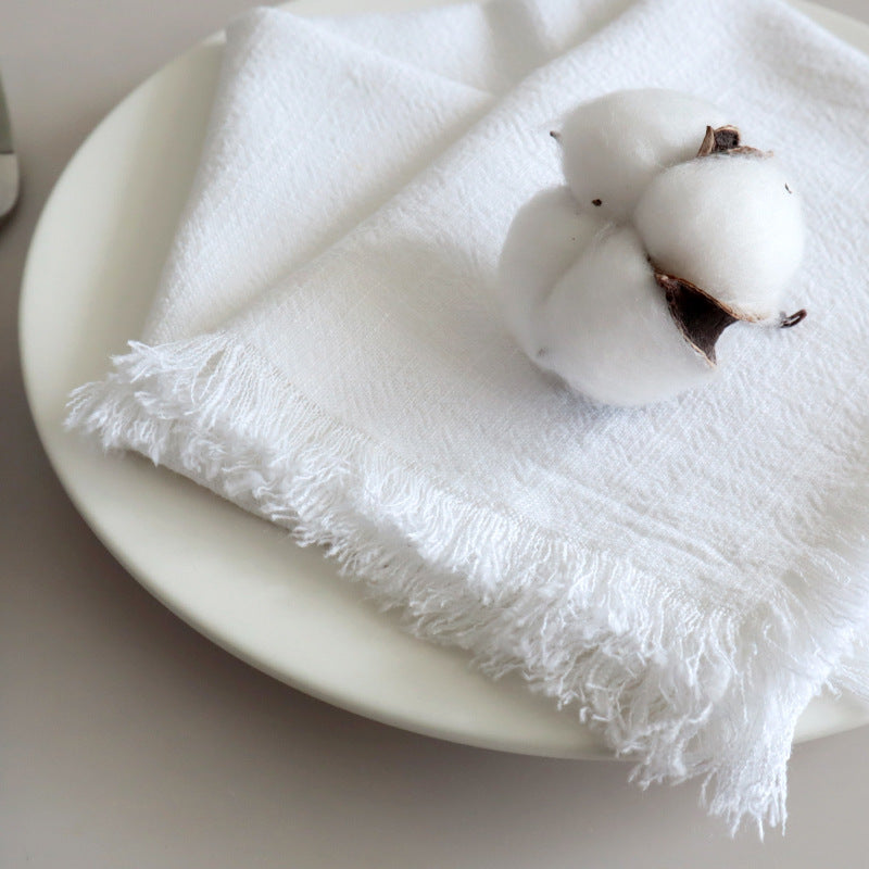 Eco-Friendly Linen Napkins – Soft, Absorbent Cloth with Frayed Edges, Set of 4 0