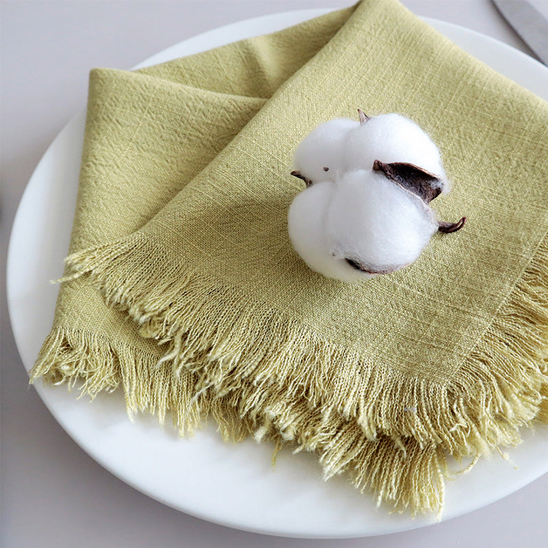 Eco-Friendly Linen Napkins – Soft, Absorbent Cloth with Frayed Edges, Set of 4 10