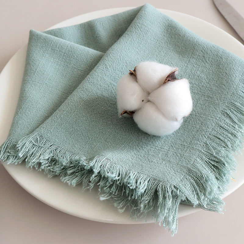 Eco-Friendly Linen Napkins – Soft, Absorbent Cloth with Frayed Edges, Set of 4 11