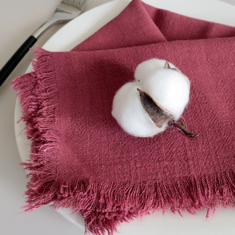 Eco-Friendly Linen Napkins – Soft, Absorbent Cloth with Frayed Edges, Set of 4 8