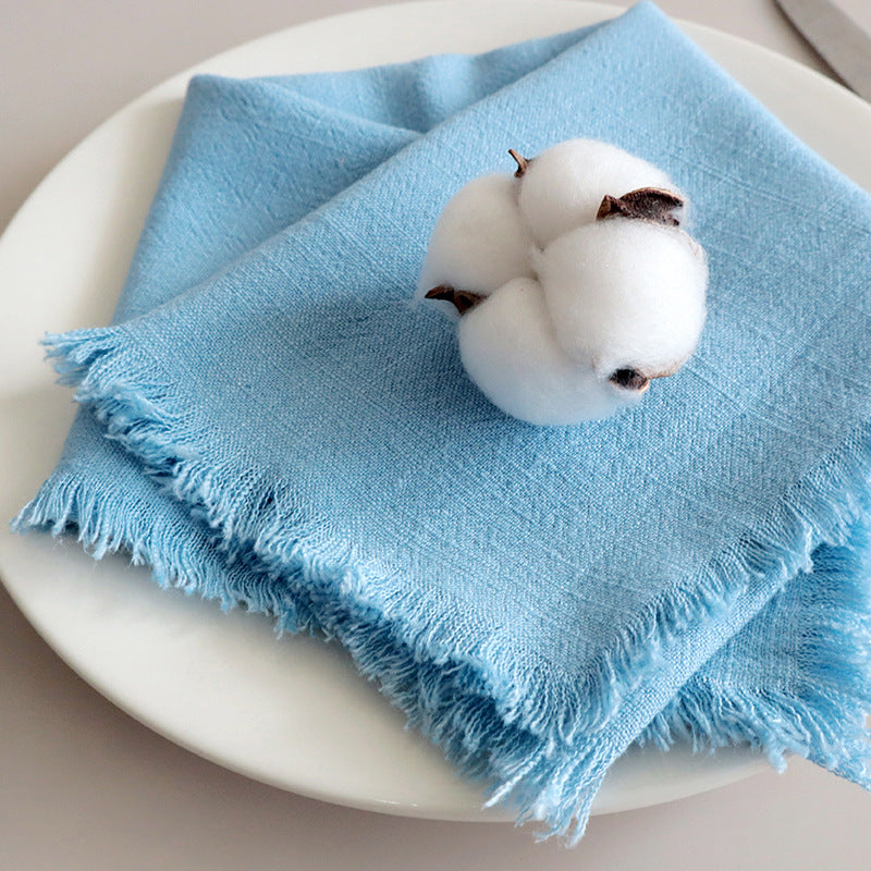 Eco-Friendly Linen Napkins – Soft, Absorbent Cloth with Frayed Edges, Set of 4 9