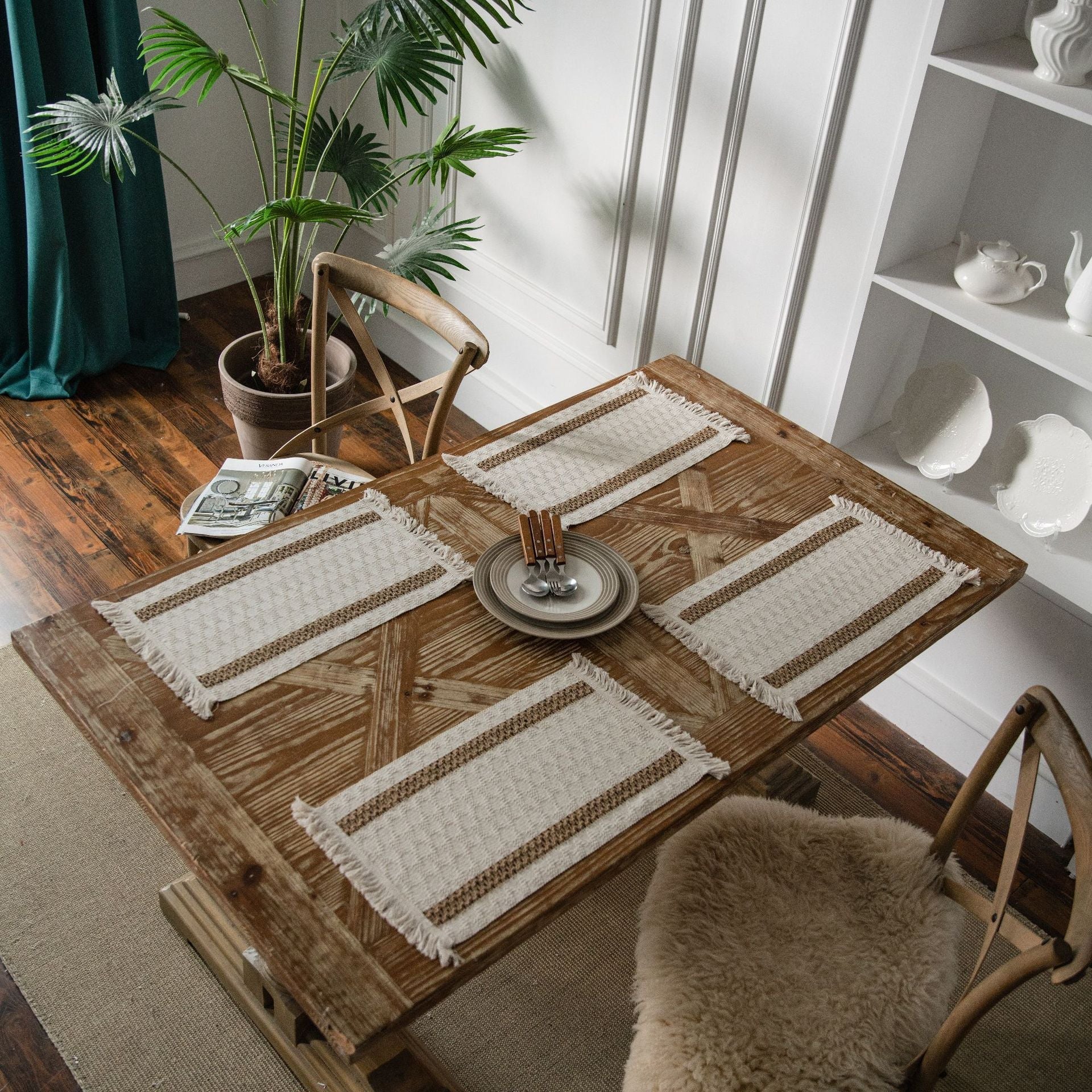 Eco-Friendly Woven Placemats – Artisanal Design with Sustainable Cotton and Flax Blend 9