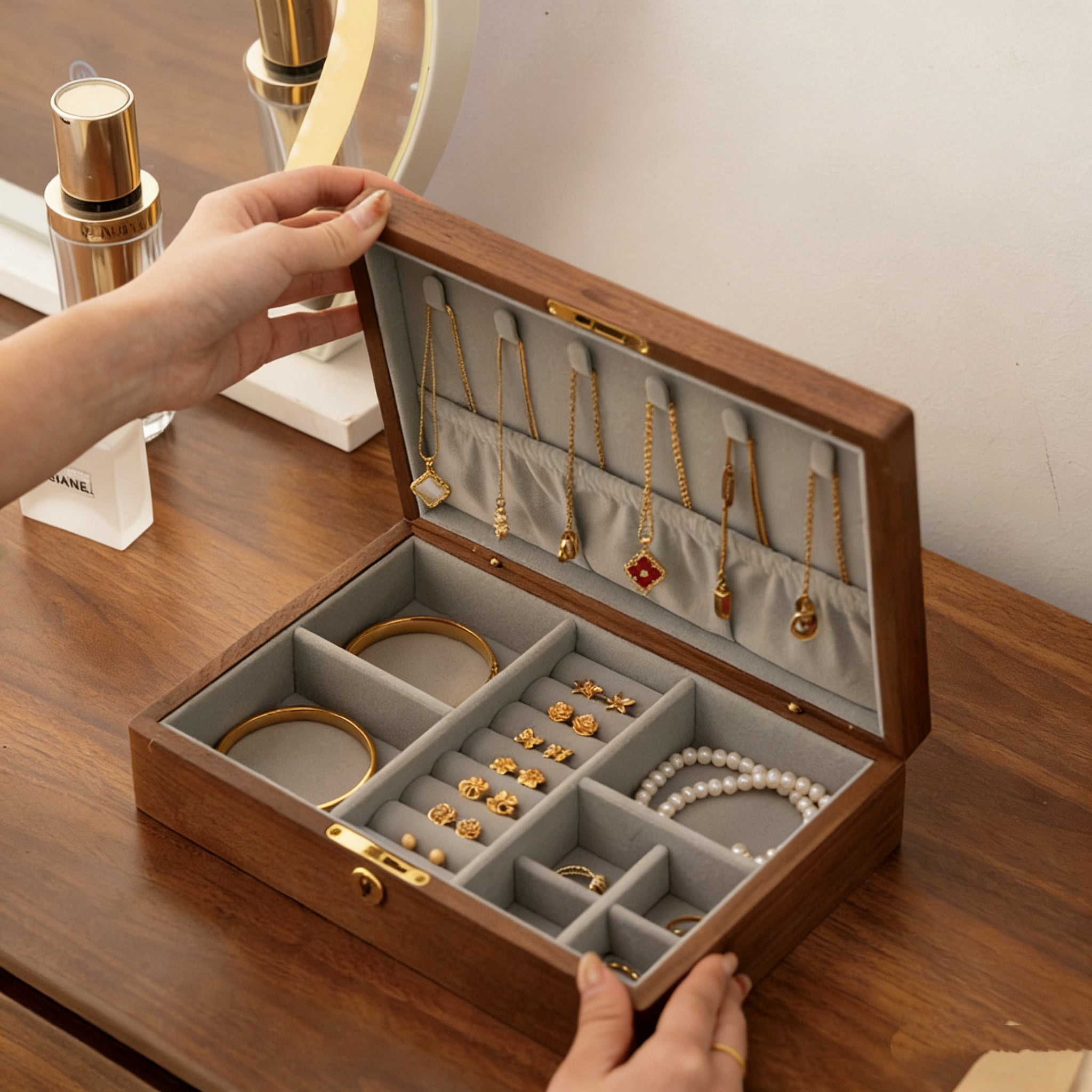 Eira Walnut Hand-Painted Jewelry Box 3