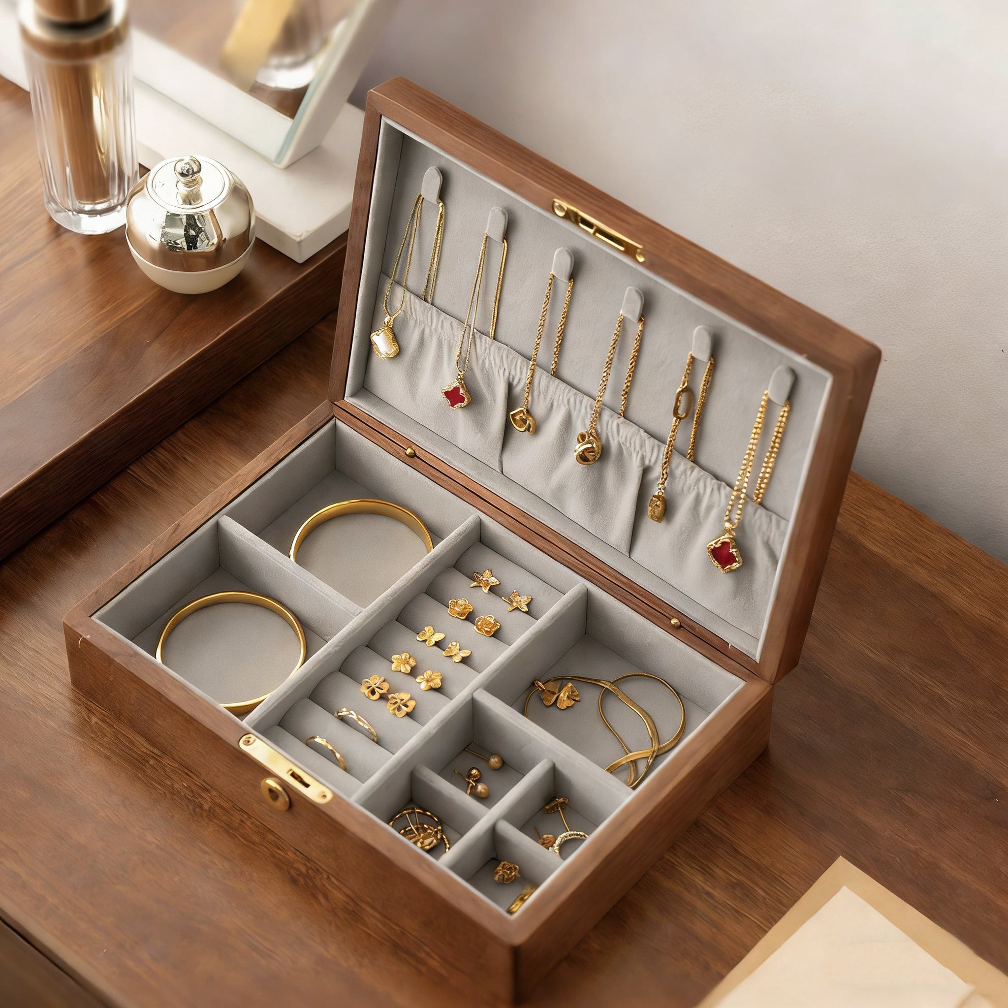 Eira Walnut Hand-Painted Jewelry Box 6