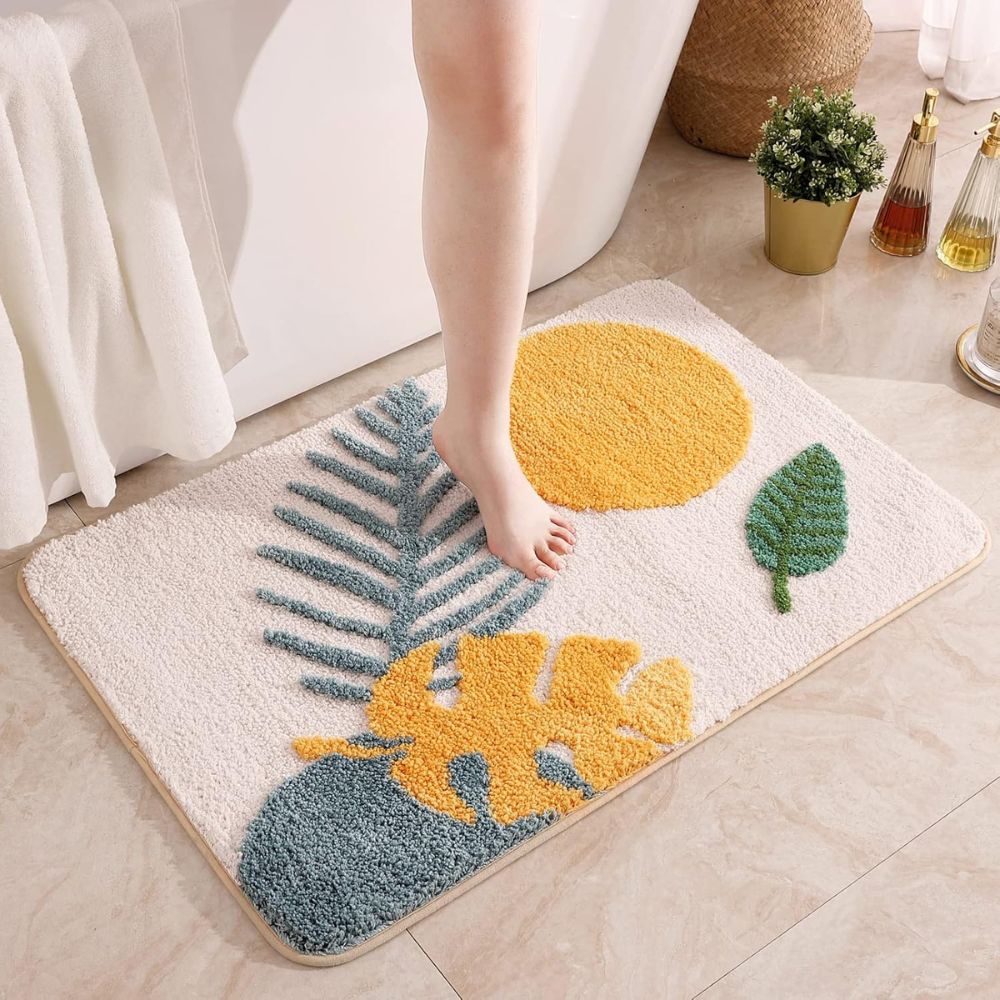 Elegant Floral Non-Slip Bath Mat – Soft Microfiber with Absorbent Surface