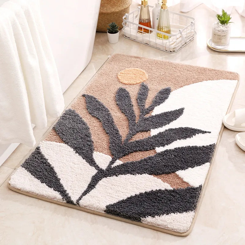 Elegant Floral Non-Slip Bath Mat – Soft Microfiber with Absorbent Surface