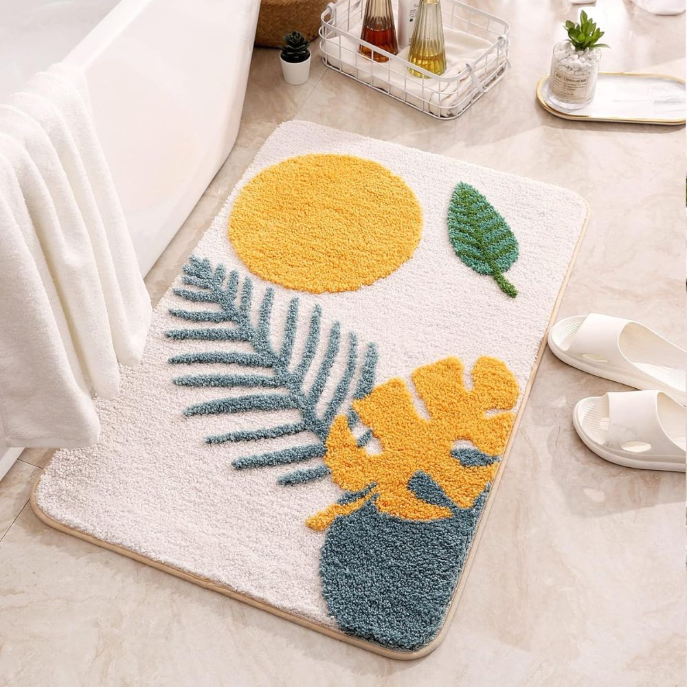 Elegant Floral Non-Slip Bath Mat – Soft Microfiber with Absorbent Surface