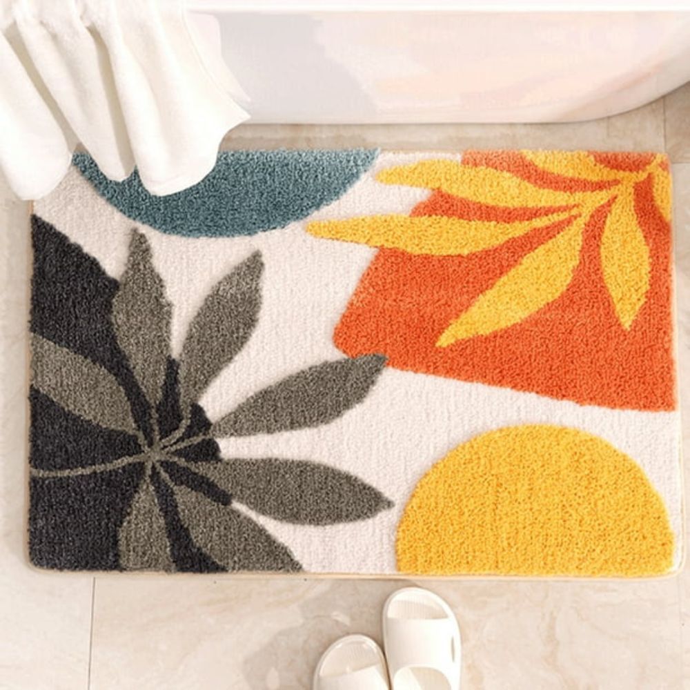 Elegant Floral Non-Slip Bath Mat – Soft Microfiber with Absorbent Surface