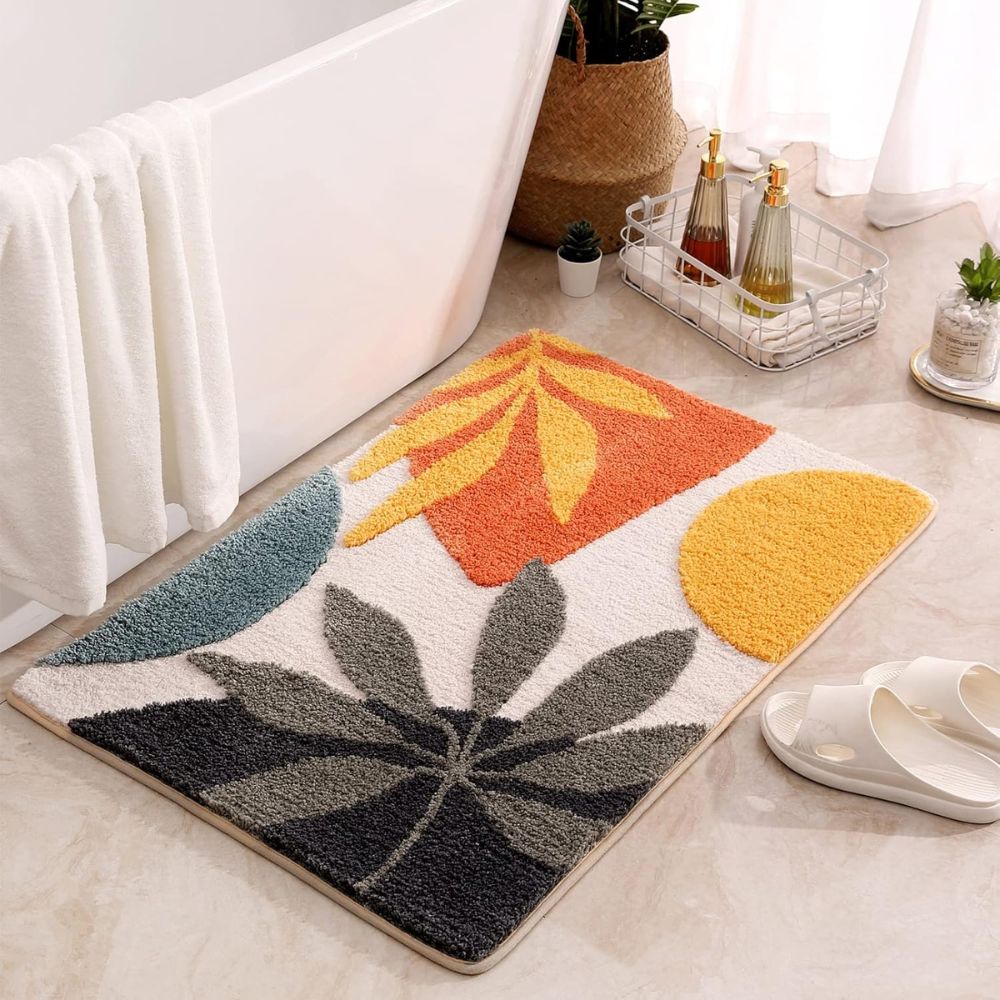 Elegant Floral Non-Slip Bath Mat – Soft Microfiber with Absorbent Surface