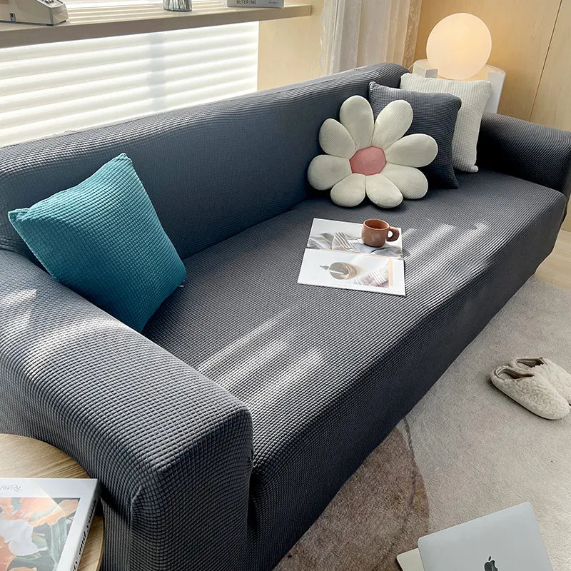Elegant Non-Slip Sofa Cover – Lightweight Ribbed Jacquard Fabric for Stylish Protection
