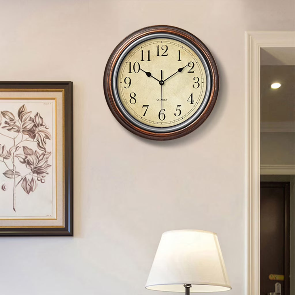 Elegant Wall Clock Decor – Silent Mechanism with Classic Brown Finish 02