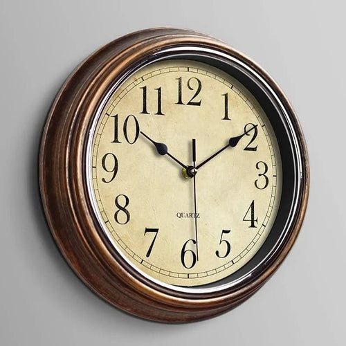Elegant Wall Clock Decor | Silent Mechanism with Classic Brown Finish