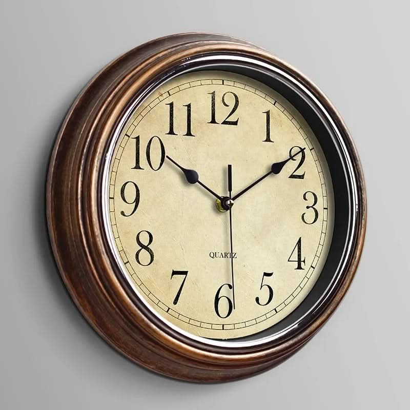 Elegant Wall Clock Decor – Silent Mechanism with Classic Brown Finish 0