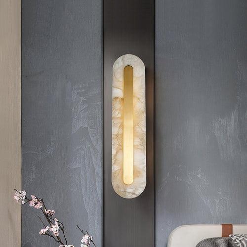 Elegant Alabaster Wall Sconce | Versatile Indoor Lighting Fixture with Brass Accents