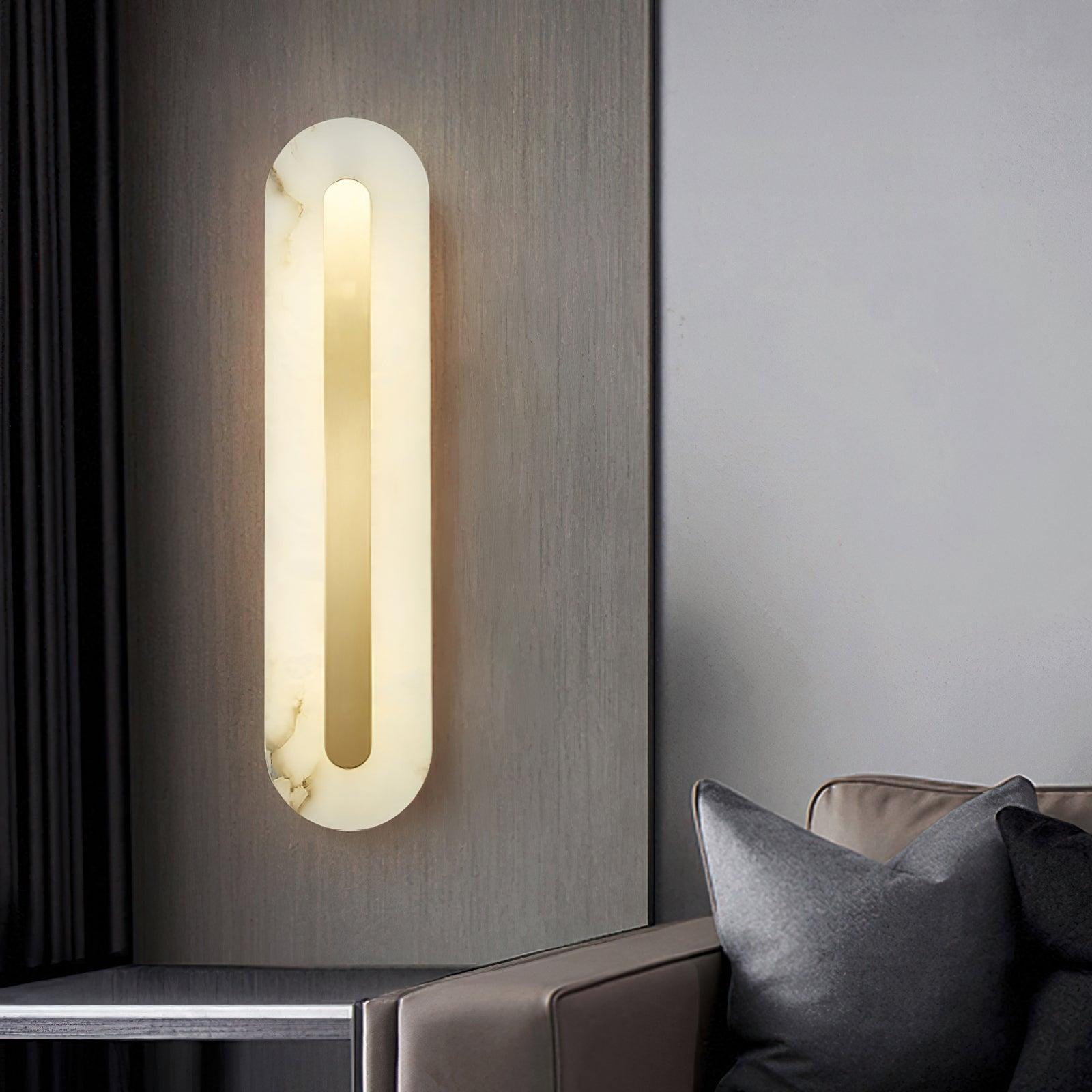 Elegant Alabaster Wall Sconce – Versatile Indoor Lighting Fixture with Brass Accents 7