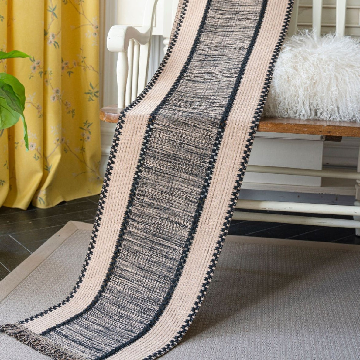 Elegant Black Crochet Table Runner – Durable Cotton and Flax Blend 3