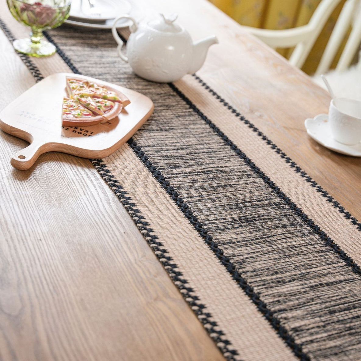 Elegant Black Crochet Table Runner – Durable Cotton and Flax Blend 4