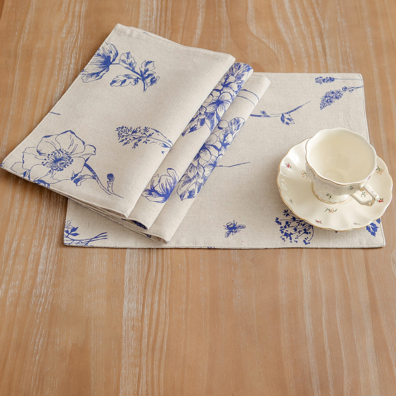 Elegant Botanical Placemats – Soft Cotton Linen Blend with Double-Stitched Durability 0