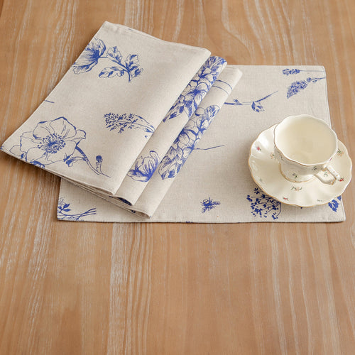 Elegant Botanical Placemats – Soft Cotton Linen Blend with Double-Stitched Durability
