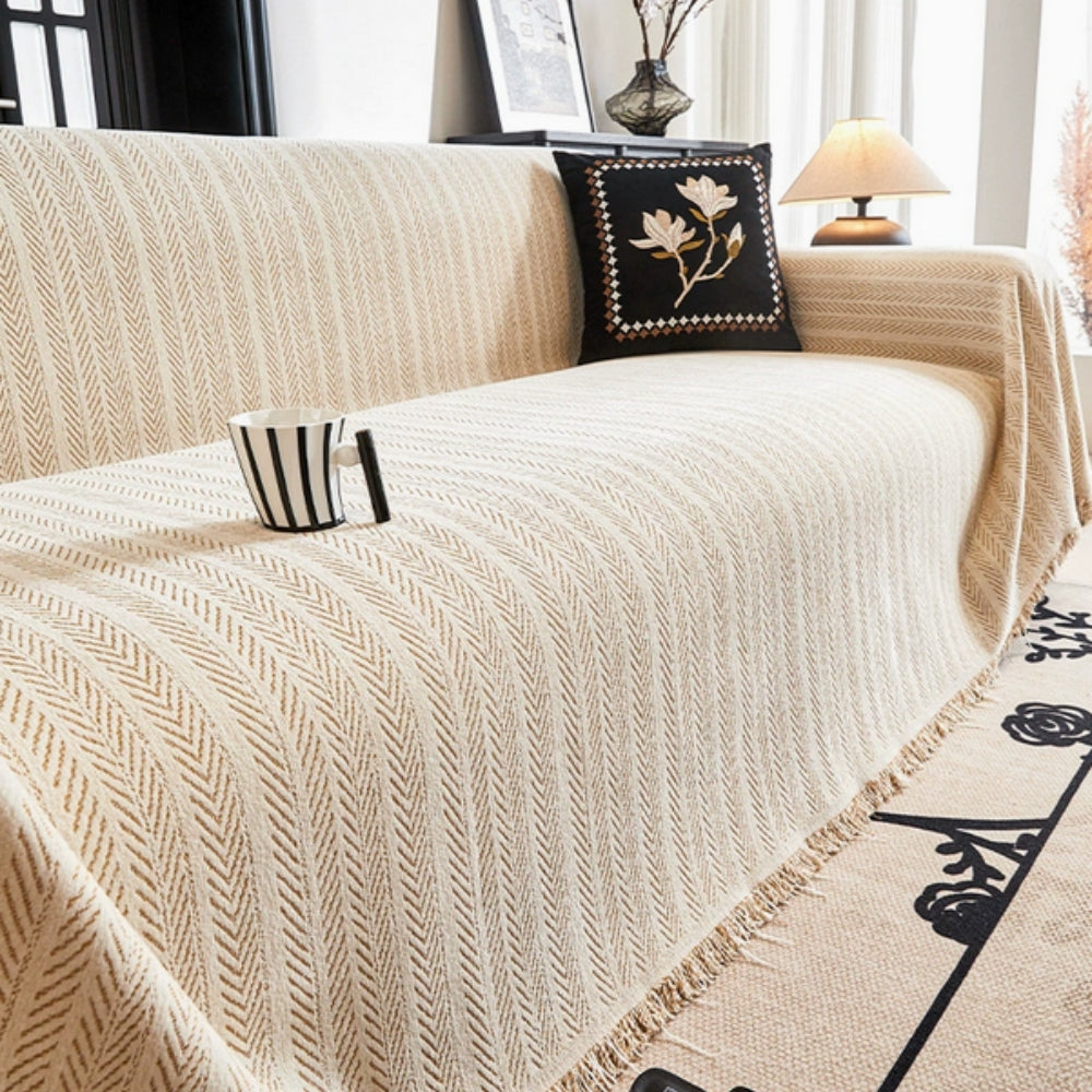Elegant Chenille Sofa Cover – Pet-Friendly, Non-Slip Design with Herringbone Pattern 0