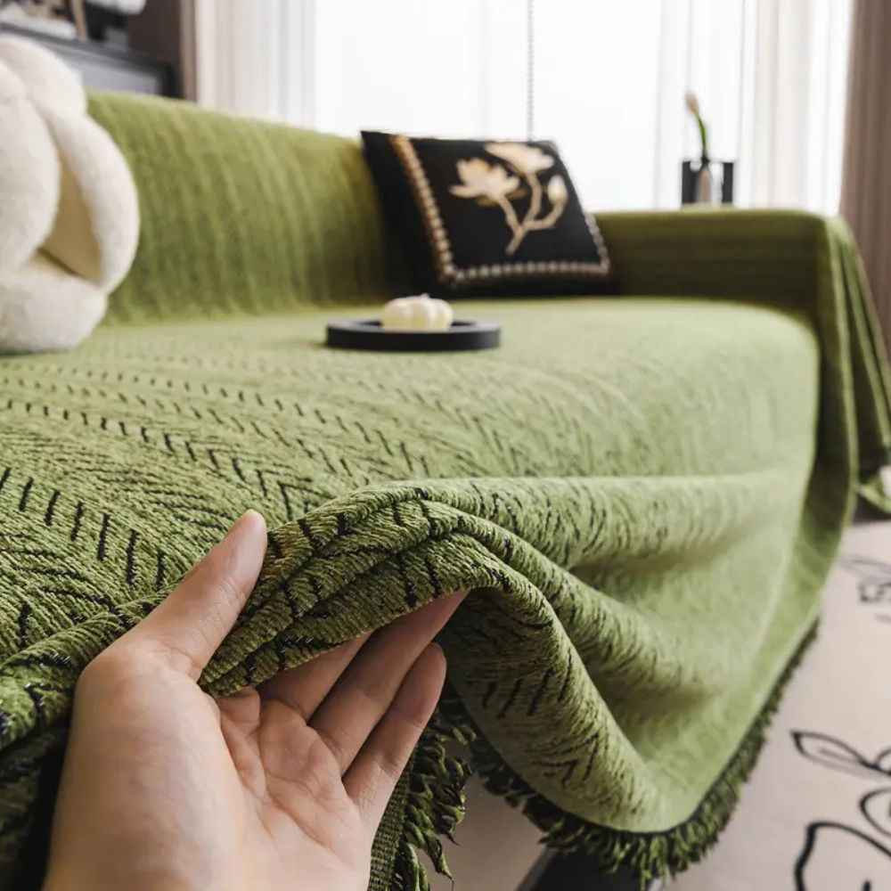 Elegant Chenille Sofa Cover – Pet-Friendly, Non-Slip Design with Herringbone Pattern 4
