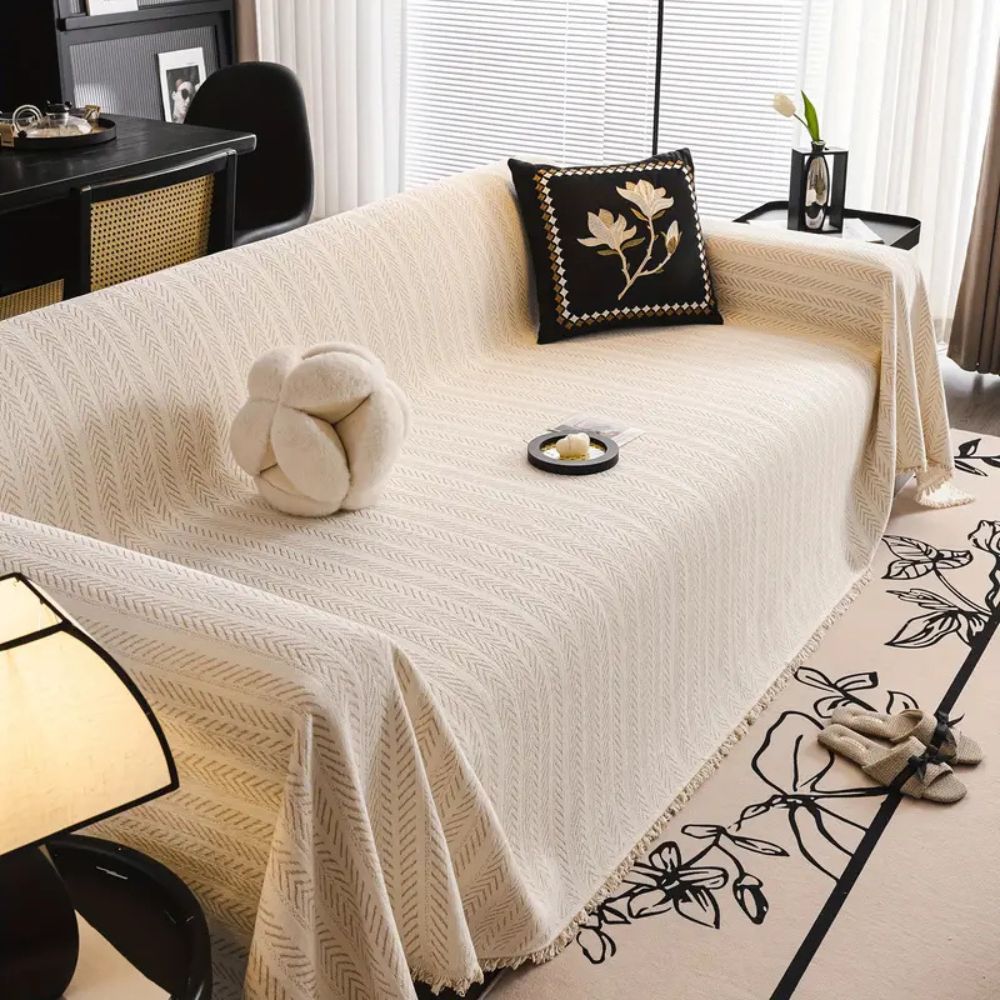 Elegant Chenille Sofa Cover – Pet-Friendly, Non-Slip Design with Herringbone Pattern 6