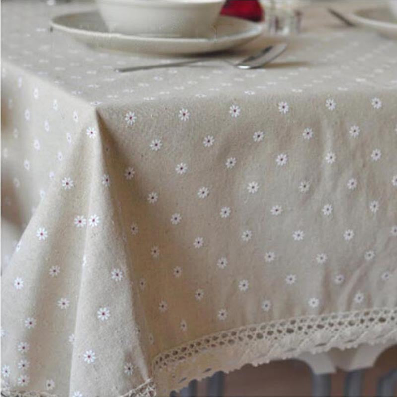 Elegant Daisy Print Linen Tablecloth – Premium Quality Cotton Fabric 0