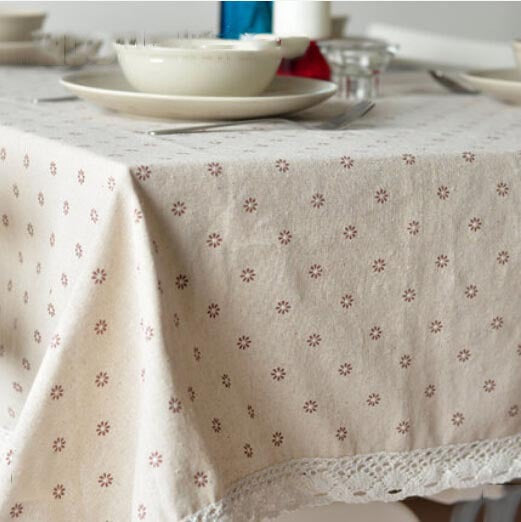 Elegant Daisy Print Linen Tablecloth – Premium Quality Cotton Fabric 5