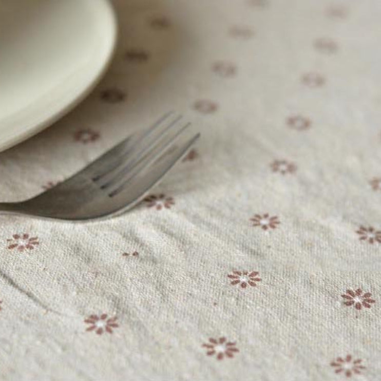 Elegant Daisy Print Linen Tablecloth – Premium Quality Cotton Fabric 8