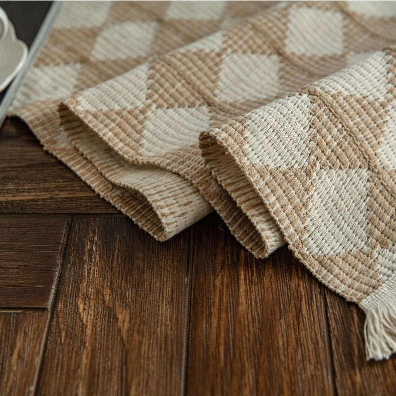 Elegant Diamond Weaving Table Runner – Durable Cotton and Flax Blend with Sophisticated Design 5