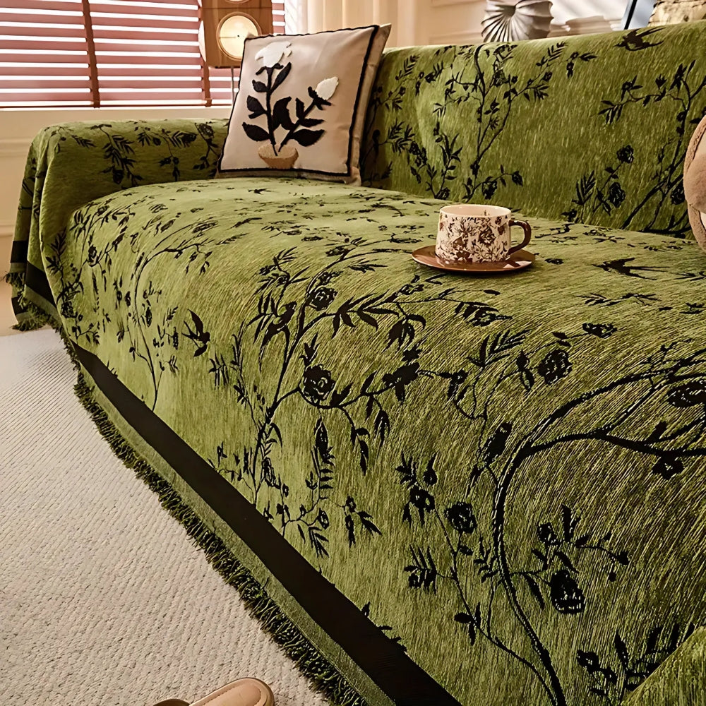 Elegant Floral Chenille Sofa Cover – Soft, Pet-Friendly, and Anti-Slip Design 0