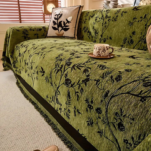 Elegant Floral Chenille Sofa Cover – Soft, Pet-Friendly, and Anti-Slip Design